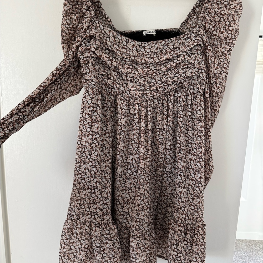 Abercrombie & Fitch Floral Mini Dress - Brown and Pink and White